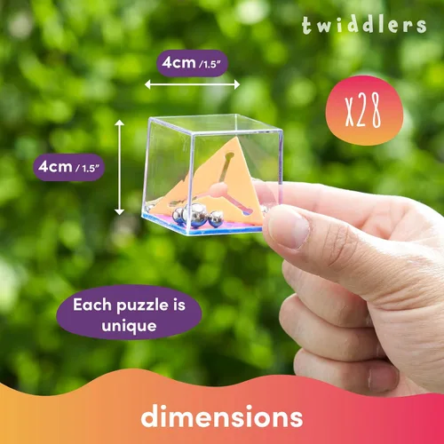 Miniatura 3 de THE TWIDDLERS Paquete de 28 cubos de rompecabezas para el cerebro, recuerdos de fiesta para niños, varios niveles de dificultad, rellenos de bolsas