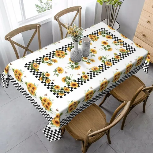 Miniatura 9 de Mantel rectangular de vaca, mantel de cuadros en estilo rústico, lavable, para decoración de cocina y comedor, 60x90 pulgadas