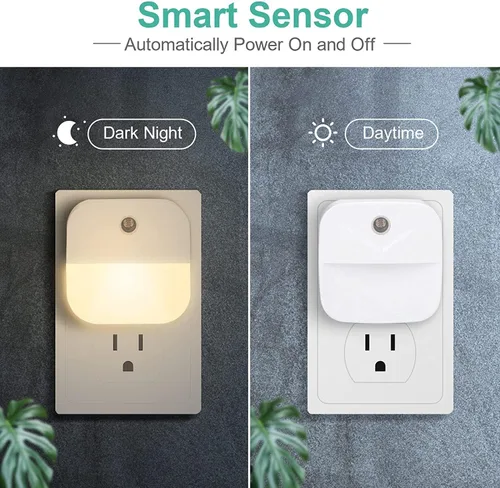 Miniatura 3 de Paquete de 6 luces nocturnas enchufables, luces nocturnas LED inteligentes con sensor de atardecer a amanecer, luces nocturnas enchufables