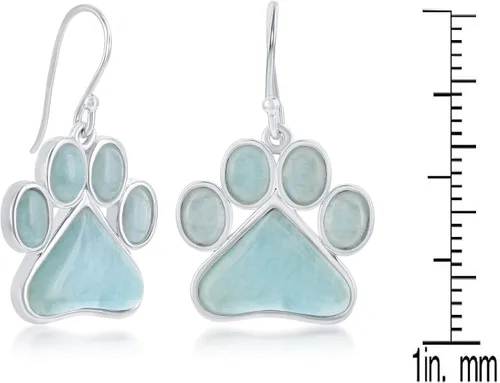 Miniatura 20 de Beaux Bijoux Aretes de plata de ley azul larimar para mujer, joyería natural de larimar, diseño de animales marinos, pez de pulpo de tortuga