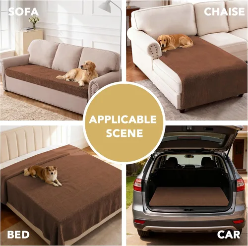Miniatura 6 de H.VERSAILTEX Funda Antideslizante para Sofá de Mascotas Protector de Cama de Perro de Chenilla Funda de Sofá Gruesa y Suave Apta para Mascotas