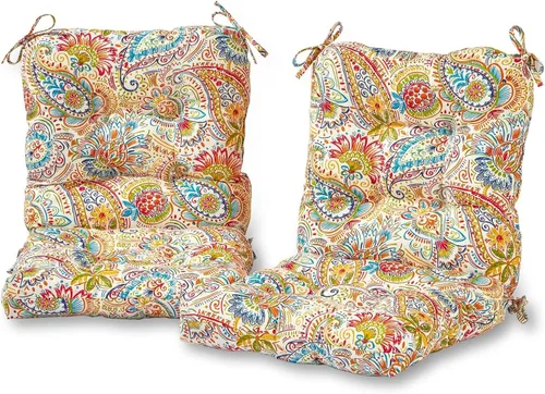 Miniatura 58 de Cojines para silla de exterior con bisagras, diseño de una sola pieza, cojín reversible para asiento y respaldo de patio con lazos, tela