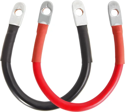 TOPDC 2 AWG Cable de Batería Juego de Cables de Inversor de Batería de 2AWG 12 Pulgadas, Todo Conductor de Cobre con Terminales de Anillo de 3/8" (2