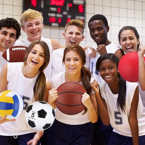 Miniatura 6 de Leyndo Juego de 18 Pelotas Deportivas a Granel Baloncesto Fútbol Americano Voleibol Fútbol Soccer Parque Infantil Béisbol con Bolsa de Equipo Varios