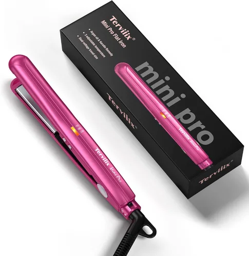 Miniatura 9 de Terviiix Mini plancha plana para cabello corto, temperatura ajustable, 1/2 pulgada, mini alisador de pelo de viaje de cerámica portátil