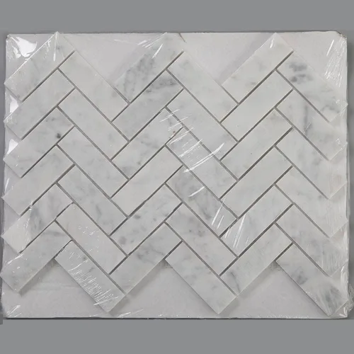 Miniatura 8 de Diflart Mosaico de mármol, blanco Carrara, tejido de canasta de 1 x 2 pulgadas, pulido, azulejos de mármol para cocina, baño, pared, paquete de 5