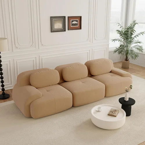 Miniatura 65 de Sofás modulares sin hueso de 152.8 pulgadas para sala de estar, sofá modular con diván en forma de L, cómodo asiento profundo tapizado de tela