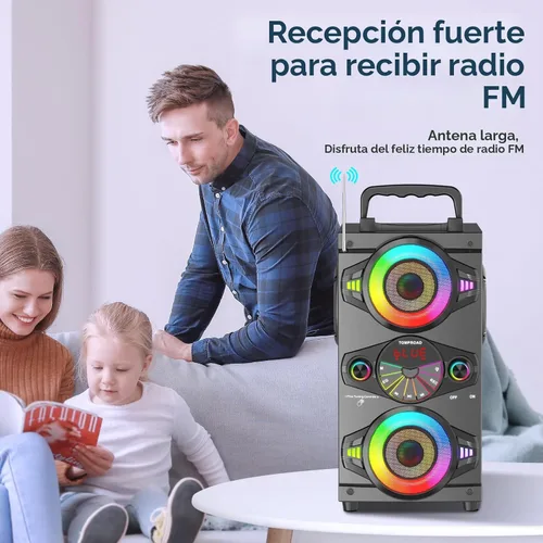 Miniatura 6 de Altavoces Bluetooth, altavoz Bluetooth inalámbrico portátil de 60 W, para fiestas en casa, para exteriores, con subwoofer, radio FM, luces LED
