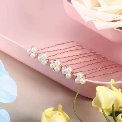 Miniatura 4 de WILLBOND 18 piezas de horquillas de pelo con perlas, accesorios para el cabello de boda para novias y damas de honor, pinza de cristal para novias