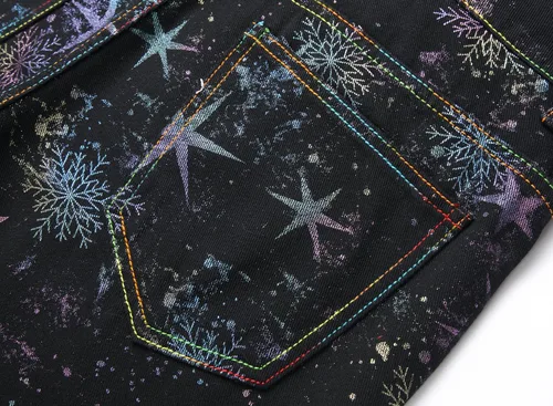 Miniatura 21 de Baylvn - Pantalones de mezclilla entallados y estampados para hombre con corte recto