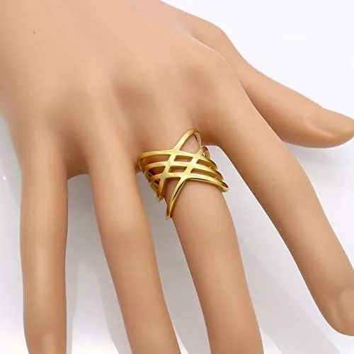 Miniatura 2 de Jude Jewelers Anillo de fiesta de promesa de acero inoxidable trenzado ondulado y liso, Metal, Zirconia cúbica