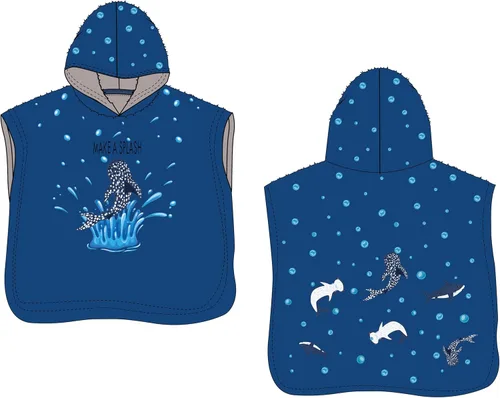 Miniatura 11 de Toalla de poncho de playa con capucha para niños, 100% algodón turco en el interior y microfibra de secado rápido en el exterior - Suave y Dinosaurio