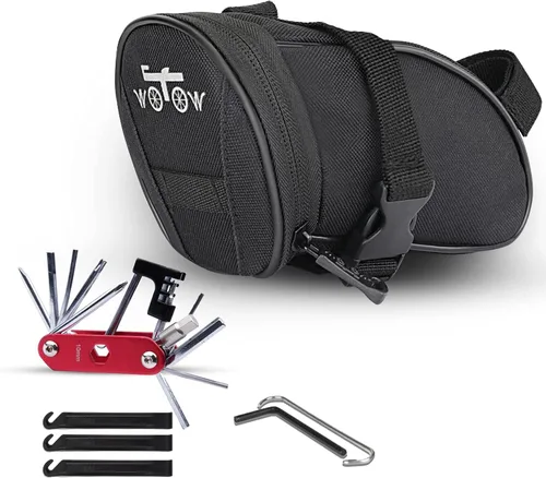 Miniatura 7 de WOTOW Kit de herramientas de reparación de bicicletas y bolsa de sillín de bicicleta, herramienta de cadena de bicicleta 14 en 1, llave hexagonal