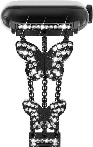 Miniatura 25 de NewWays for Apple Watch Band Series 11 10 46mm 42mm Series 9/8/7 41mm 45mm Series 6/5/4 40mm 44mm Series 3 42mm 38mm Women, Sparkling Bling Diamonds