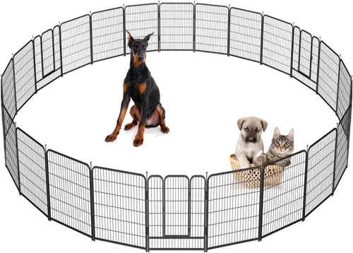 Miniatura 9 de Corralito portátil para perros, valla de ejercicio de metal resistente para mascotas, corral para interiores y exteriores, corral para mascotas