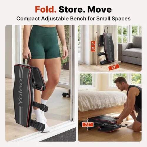 Miniatura 5 de YOLEO Adjustable Weight Bench for Home Gym, ASTM-Certified 827LBS, 98% Pre-Assembled, Foldable Gym Bench with 84 Positions Incline Decline Flat