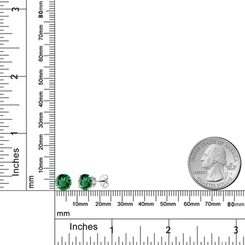 Miniatura 126 de Gem Stone King Aretes de plata de ley 925 con piedra natal redonda de 0.276 in para mujer