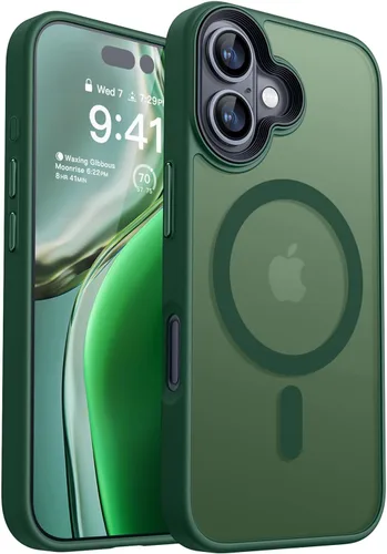 Miniatura 26 de CANSHN Funda magnética para iPhone 15 [compatible con MagSafe y probada contra caídas de grado MIL], funda delgada translúcida mate, antiarañazos, a