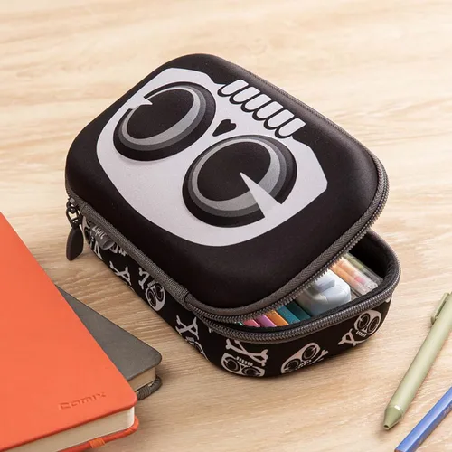Miniatura 6 de ZIPIT Caja de lápices de calavera para niños, estuche de gran capacidad para la escuela, caja organizadora de papelería, color negro
