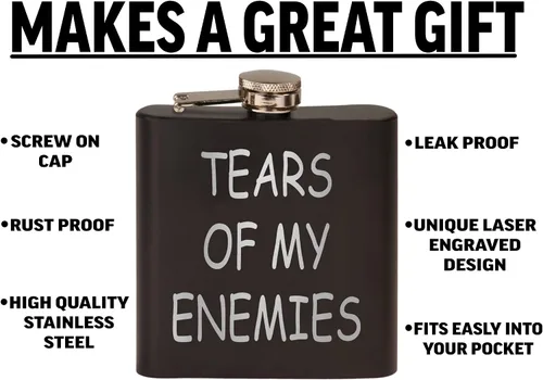Miniatura 2 de Rogue River Tactical Funny Tears of My Enemies - Petaca de acero inoxidable de alta calidad, color negro mate, es un gran regalo para él, papá