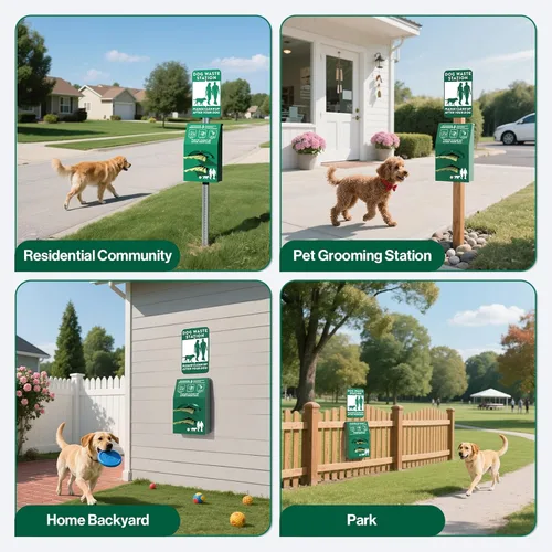 Miniatura 8 de Dispensador de bolsas de aluminio para perros al aire libre con letrero de recogida después de tu perro, dispensador de bolsas de excremento montado