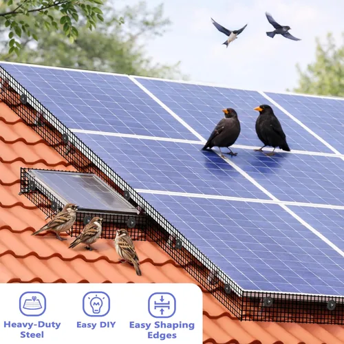 Miniatura 2 de PROLEE Protector de Pájaros para Panel Solar de 6 Pulgadas X 100 Pies, Protector Contra Bichos Antioxidante con 100 Clips Sujetadores, Malla