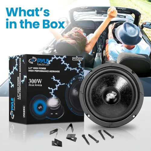 Miniatura 2 de Pyle Altavoz de audio para automóvil de 6.5 pulgadas de rango medio, sistema de altavoces de rango medio sellado de alta potencia de 300 vatios