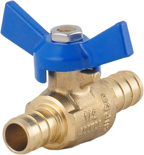 Miniatura 4 de LD- Válvula de bola de latón PEX de 1/2 pulgada, válvula de bola de cierre PEX de latón LF de 1/2 pulgada con mariposa roja y azul o mango en T