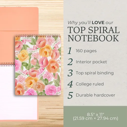 Miniatura 3 de Steel Mill & Co - Cuaderno de espiral grande con rayas universitarias, 11 x 8.5 pulgadas con tapa dura duradera y 160 páginas forradas, Full Posey