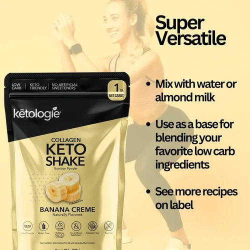 Miniatura 4 de Keto - Batido de colágeno con aceite de coco, prebióticos, péptidos de colágeno hidrolizados alimentados con pasto tipo I y III, bajo