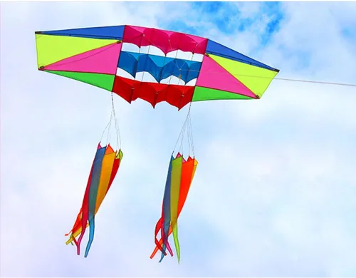 Miniatura 5 de Besra Enorme cometa de radar 3D de una sola línea de 98 pulgadas con herramientas voladoras Caja de alimentación de 8.2 ft cometas con 2 colas Kite