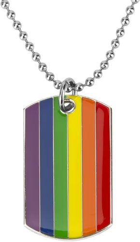 Collar LGBT con colgante de etiquetas de perro del orgullo del arco iris del progreso