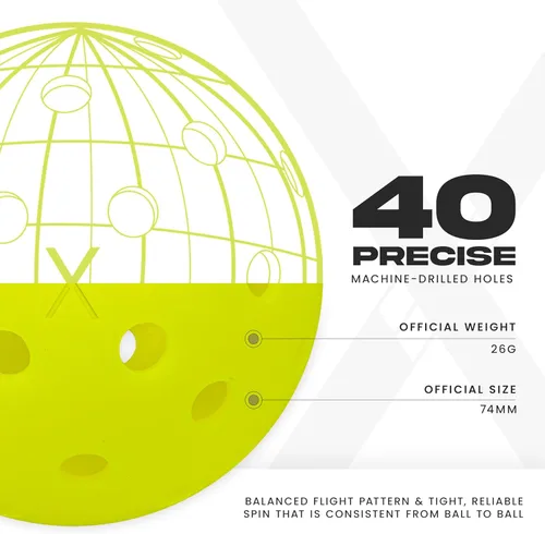Miniatura 3 de Franklin Sports X-40 pelotas de Pickleball al aire libre - Bola oficial del Pickleball de EE. UU., APP Tour + US Open - Tamaño reglamentario