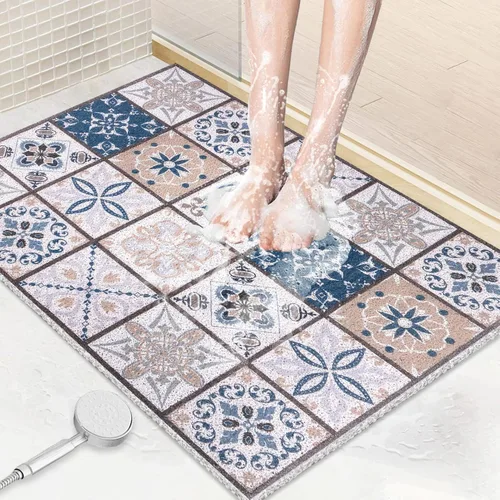 Miniatura 19 de Tapete de ducha antideslizante grande tapete de bañera antideslizante de 24 x 32 pulgadas, tapete de ducha de lufa para ducha interior, almohadilla