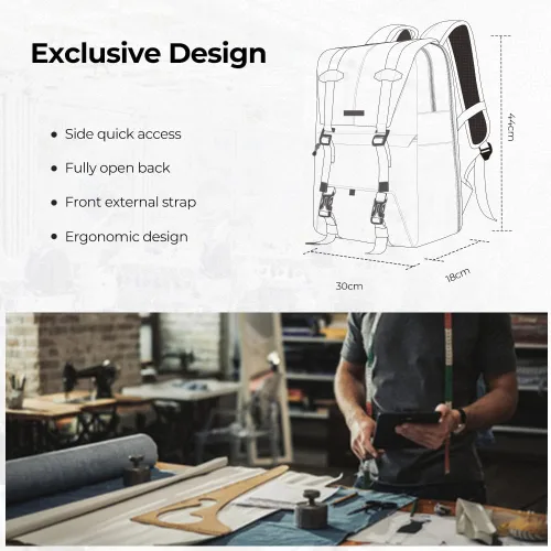 Miniatura 3 de K&F Concept Mochila para Cámara, Bolsas de Cámara para Fotógrafos Cámaras Dslr Compatible con Canon Nikon Sony DJI Mavic Drone, Bolsa de Gran gris