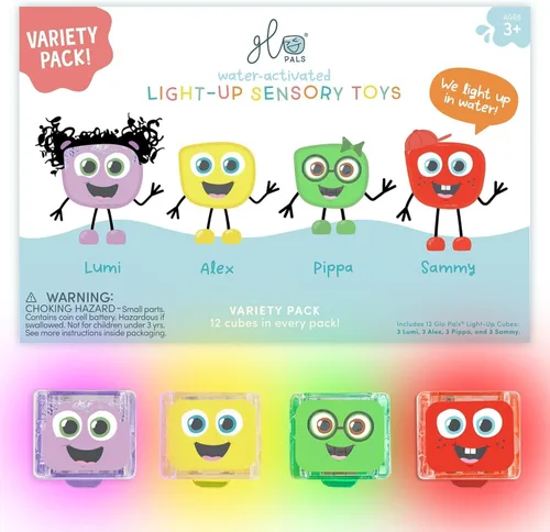 Miniatura 9 de Glo Pals Paquete de cubos iluminados activados por agua para juegos sensoriales, paquete de 12 (Tierra extraordinaria)