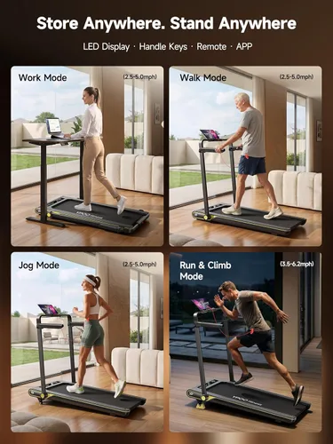 Miniatura 3 de YPOO Walking Pad Treadmill with Incline, 2-in-1 Under Desk Walking Pad with Foldable Handlebar, 0.5-6.2 MPH Portable Treadmill for Home Office, 2.5