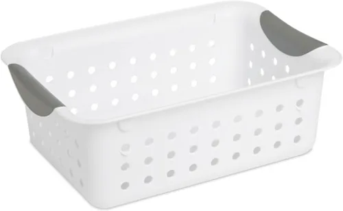 Miniatura 11 de Sterilite Paquete de 6 cestas ultra profundas, organizador de almacenamiento de plástico con parte superior abierta, color blanco, cestas clásicas