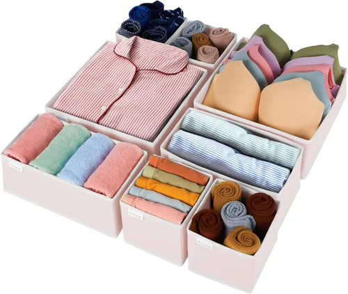 Miniatura 12 de Criusia Organizador de cajones de ropa, paquete de 8 organizadores de cajones de ropa interior, organizadores plegables de armario y divisores