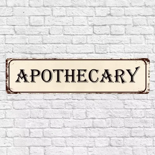 Apothecary - Letrero de metal vintage para pared, letrero de metal retro para el hogar, bar, cafetería, decoración de entrada, letrero de puerta de