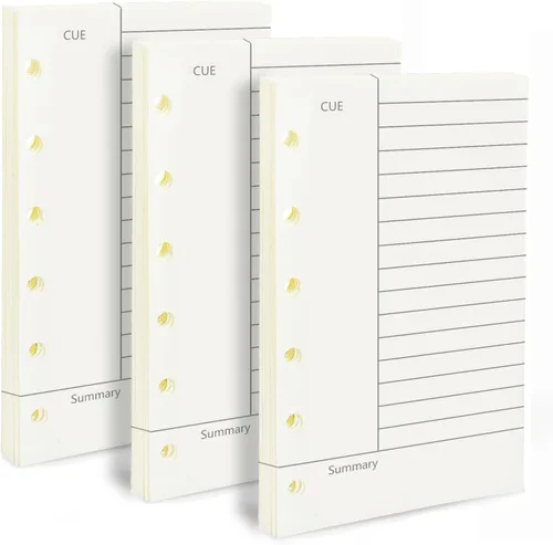 Miniatura 9 de Papel de repuesto para planificador mensual A6, sin fecha, 6 agujeros perforados, papel de relleno para oficina universitaria, 100gsm, 135 hojas/270