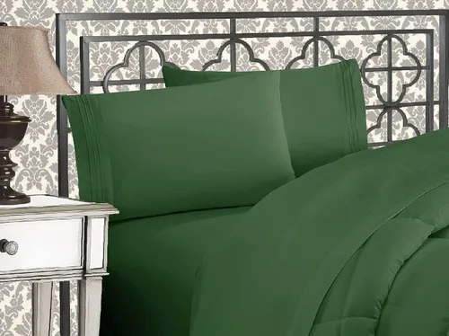 Miniatura 26 de Elegante juego de cómodas sábanas para cama de 1500 hilos resistente a arrugas y a la decoloración, calidad egipcia de lujo ultrasuave de 4 piezas