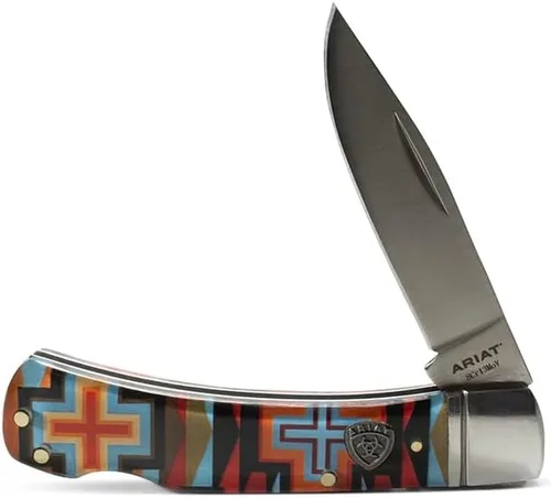 Miniatura 10 de ARIAT Aztec - Cuchillo de bolsillo plegable de hoja lisa, acrílico, multicolor, hoja de 3 pulgadas (grande)