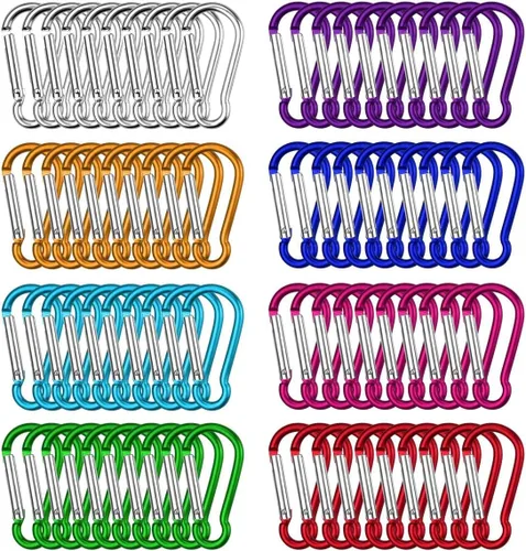 80 mini mosquetones, mosquetones pequeños, mosquetón de aluminio, mosquetón pequeño para llavero, llavero, campamento, viajes al aire libre (1.8