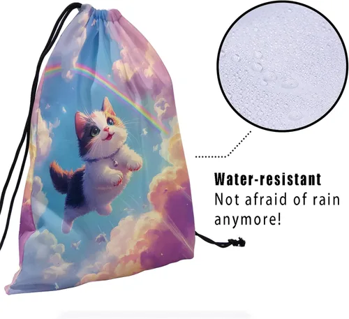 Miniatura 242 de Bolsa de agarre de gimnasia de piel de animal, bolsa de gimnasia con cordón ajustable, bolsa de cuerda para fauna silvestre, Mariposas Galaxy