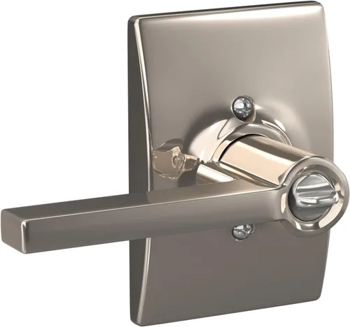 Miniatura 3 de SCHLAGE F51A LAT 618 CEN Latitude - Manija con bloqueo de entrada con llave y moldura Century, en acabado de níquel pulido