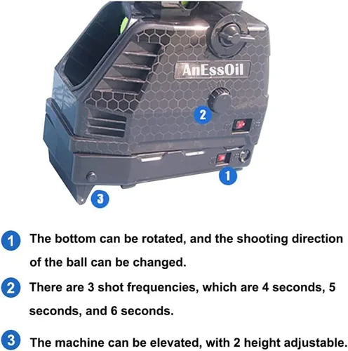 Miniatura 2 de Máquina de pelotas de tenis, lanzador de pelotas de tenis ajustable y portátil con lanzador de bolas de oscilación, máquina de servir de tenis