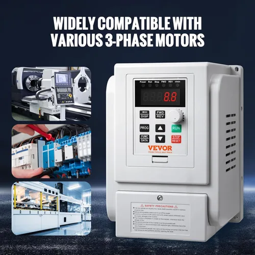 Miniatura 6 de VEVOR VFD 3HP, 2.2KW, 10A, Entrada 1 Fase 220V-240V a Salida 3 Fases 220V-240V Unidad de Frecuencia Variable, VFD 0-400Hz para Control de Velocidad