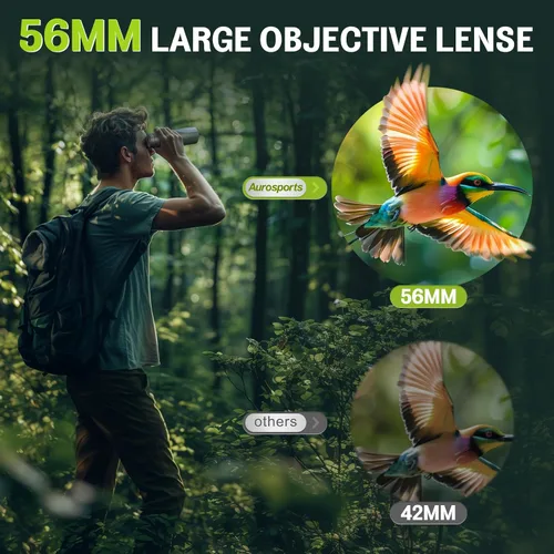 Miniatura 2 de Aurosports Binoculares de alta potencia de 15 x 56 para adultos, binos HD de visión grande con visión clara de poca luz, carcasa no reflectante