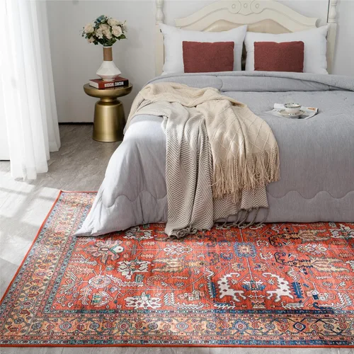 Miniatura 276 de Syalife 4x6 Alfombra Lavable para Área, Ultra Suave Antideslizante, Pila Baja, Alfombra Vintage Resistente a Manchas para Sala de Estar, Alfombra